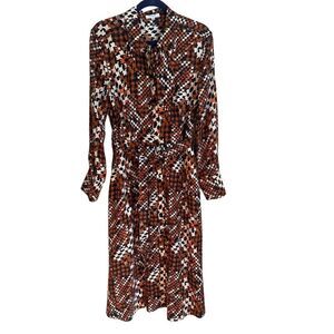 Equipment Femme Women's Orange Relle Long-Sleeve Button Silk Shirtdress Size 12